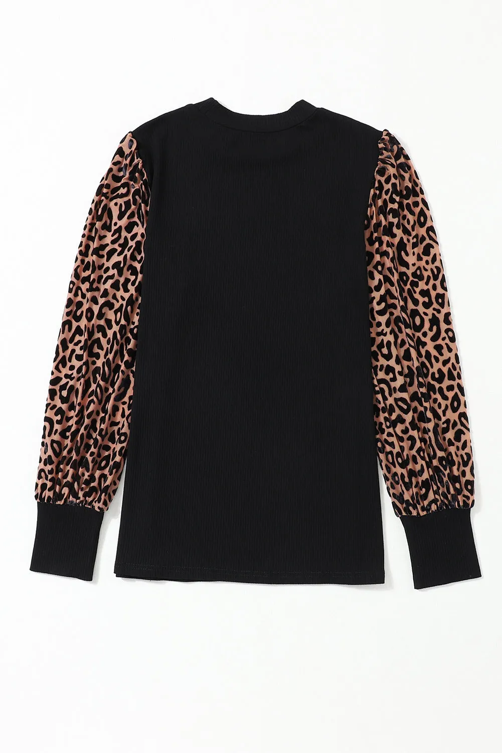 Leopard Ribbed Knit Blouse