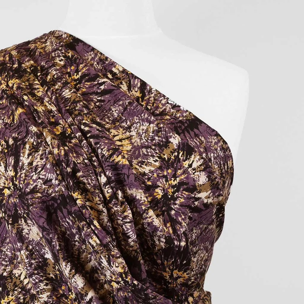 Lima - Mauve Firework Stretch Viscose Woven Twill Fabric - 2.1m Remnant
