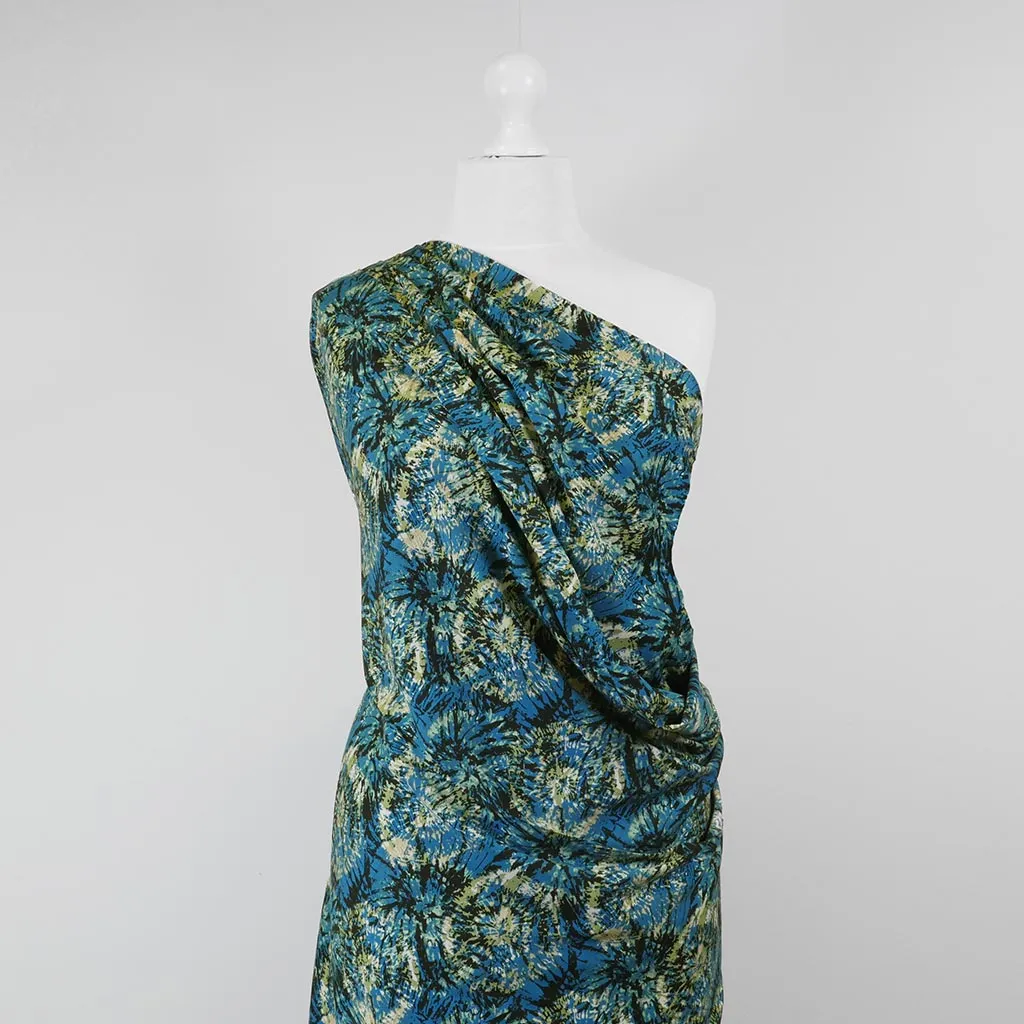 Lima - Petrol Firework Stretch Viscose Woven Twill Fabric