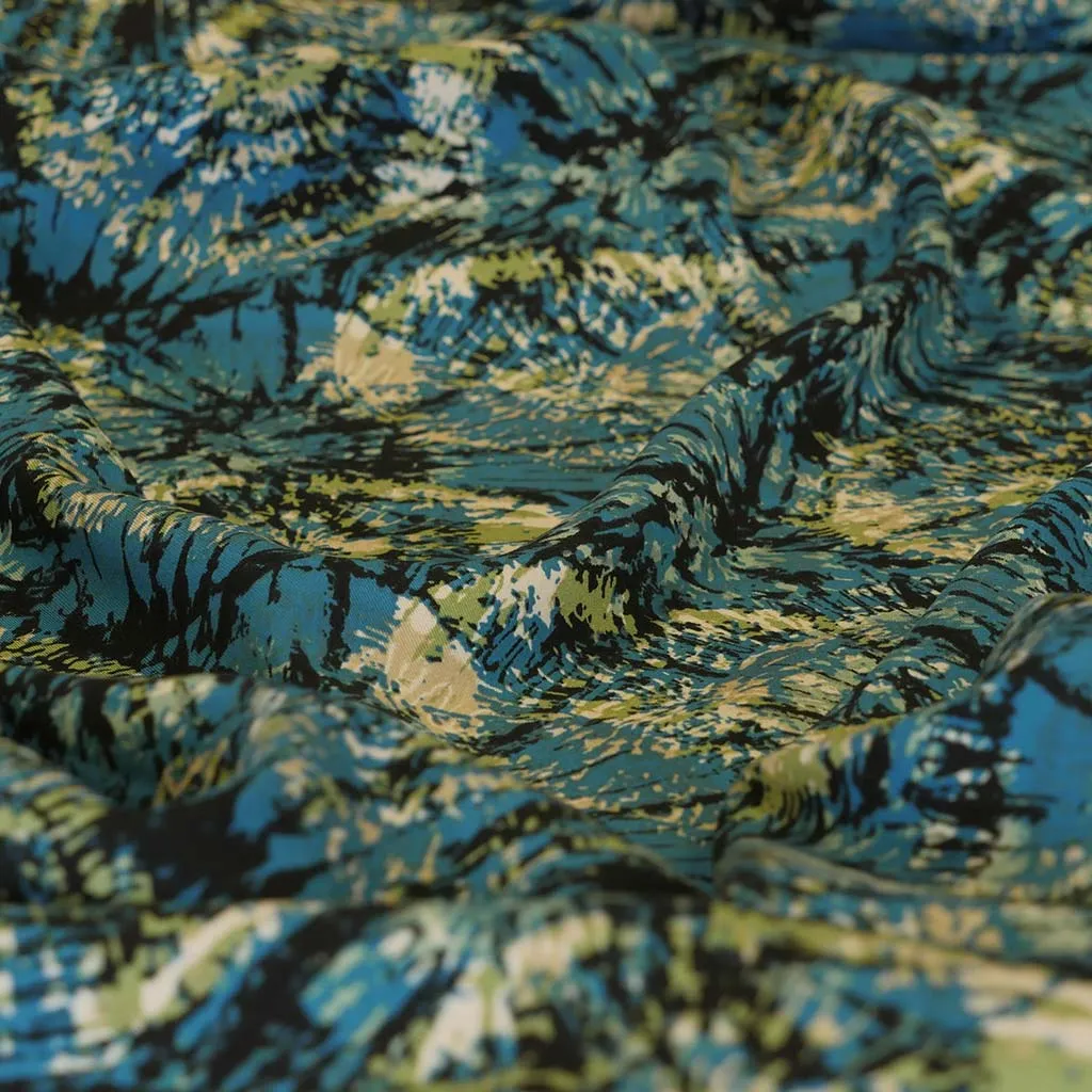 Lima - Petrol Firework Stretch Viscose Woven Twill Fabric