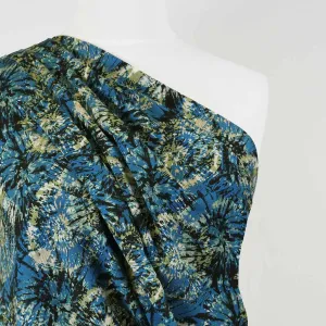 Lima - Petrol Firework Stretch Viscose Woven Twill Fabric