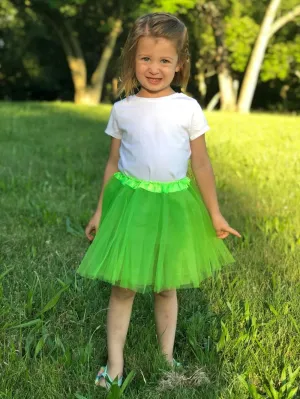 Lime Green Tutu Skirt - Kids Size 3-Layer Tulle Basic Ballet Dance Costume Tutus for Girls