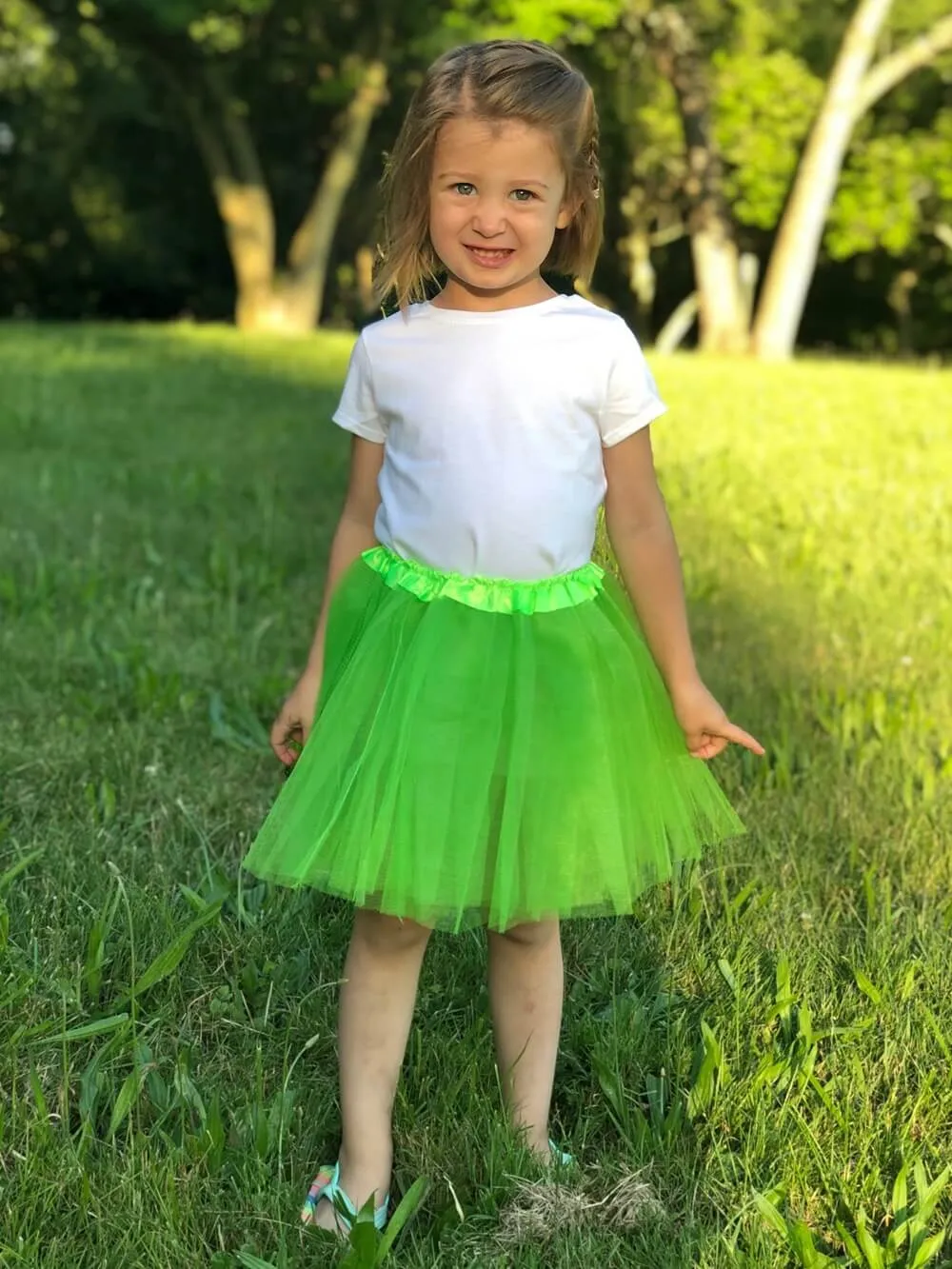 Lime Green Tutu Skirt - Kids Size 3-Layer Tulle Basic Ballet Dance Costume Tutus for Girls