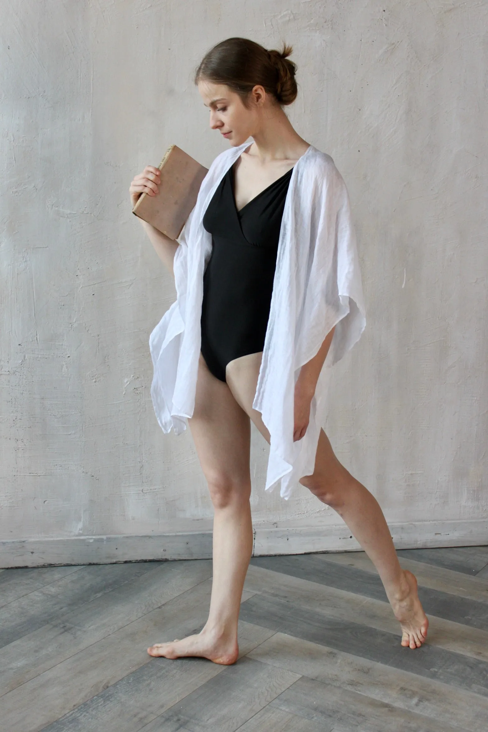 Linen Beach Cover Up - White, Off-White, Natural