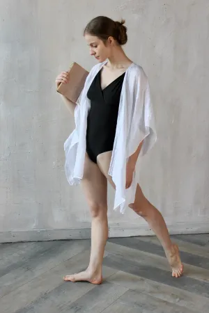 Linen Beach Cover Up - White, Off-White, Natural