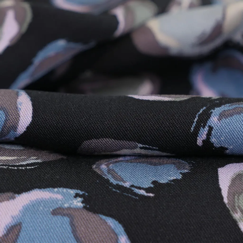 Linz - Blue Planets Viscose Woven Twill Fabric Sample