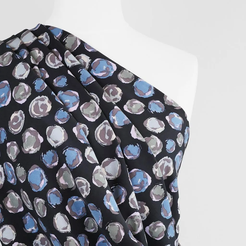 Linz - Blue Planets Viscose Woven Twill Fabric Sample