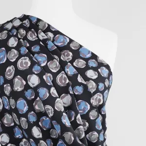 Linz - Blue Planets Viscose Woven Twill Fabric Sample
