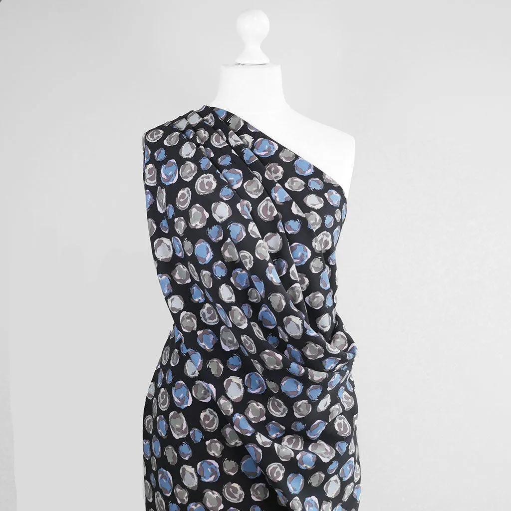 Linz - Blue Planets Viscose Woven Twill Fabric Sample