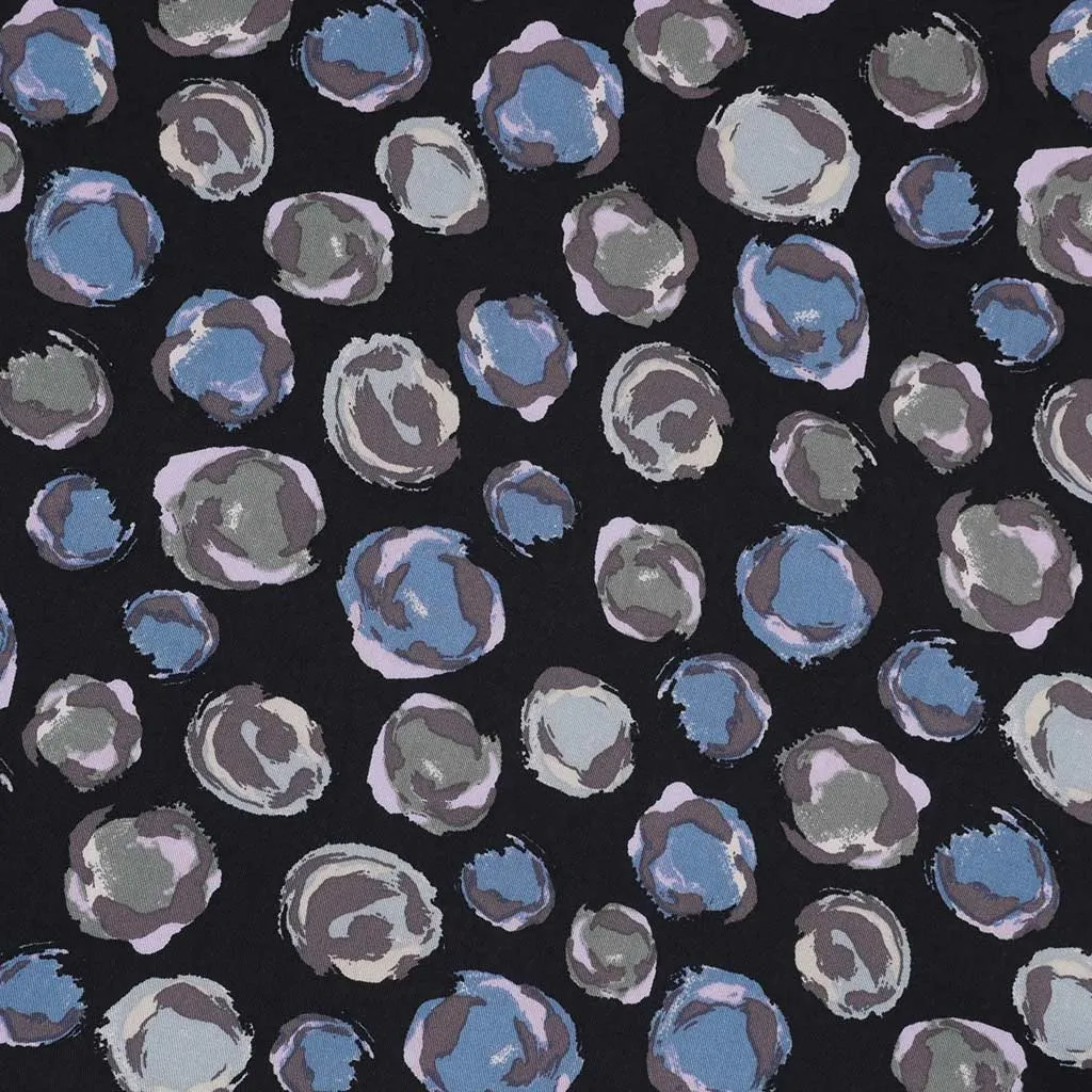 Linz - Blue Planets Viscose Woven Twill Fabric Sample