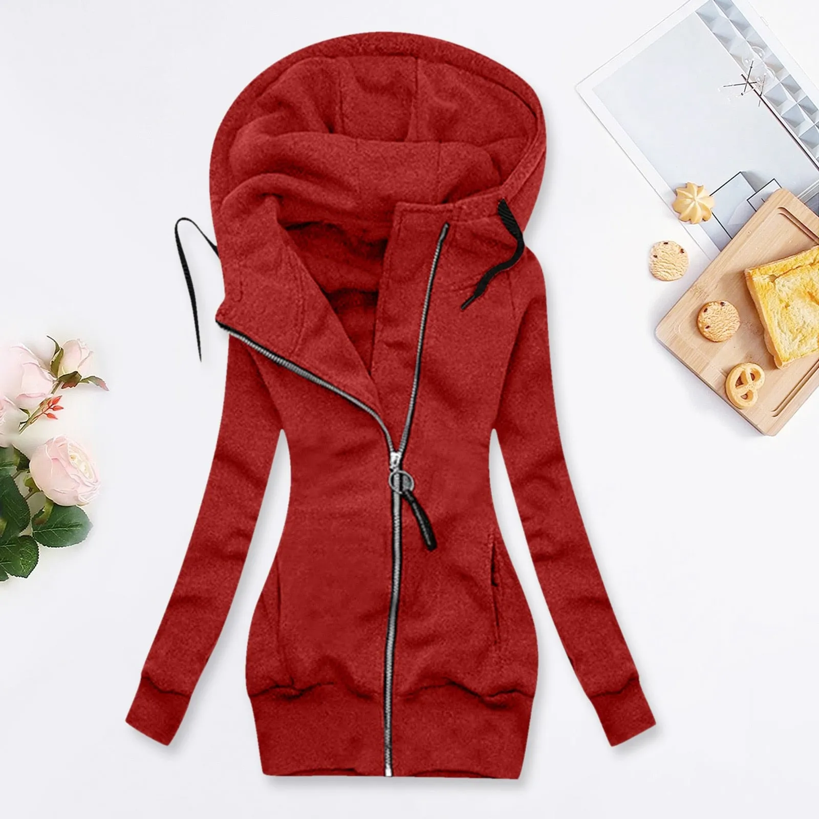 Long Zipper Hooded Winter Jacket