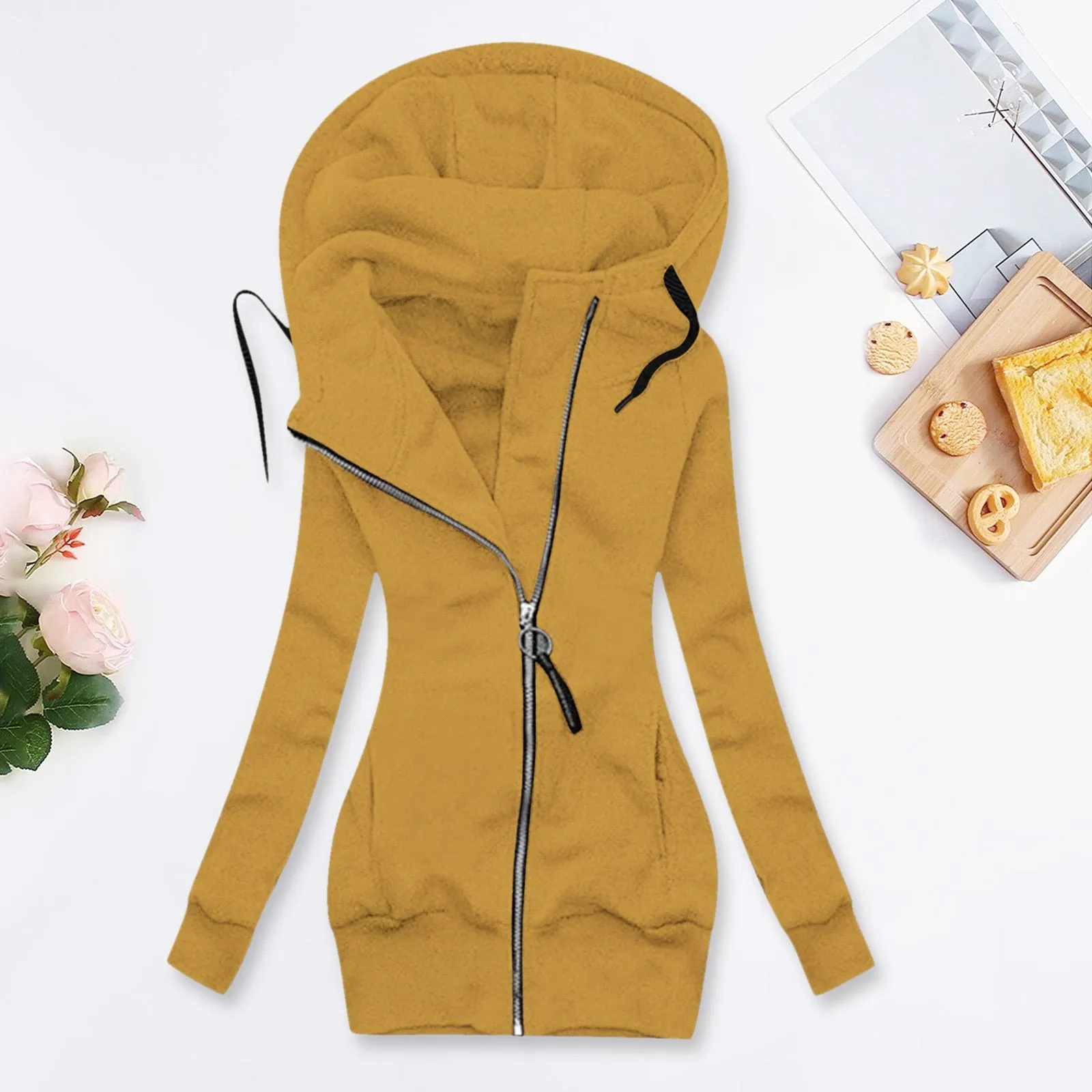 Long Zipper Hooded Winter Jacket