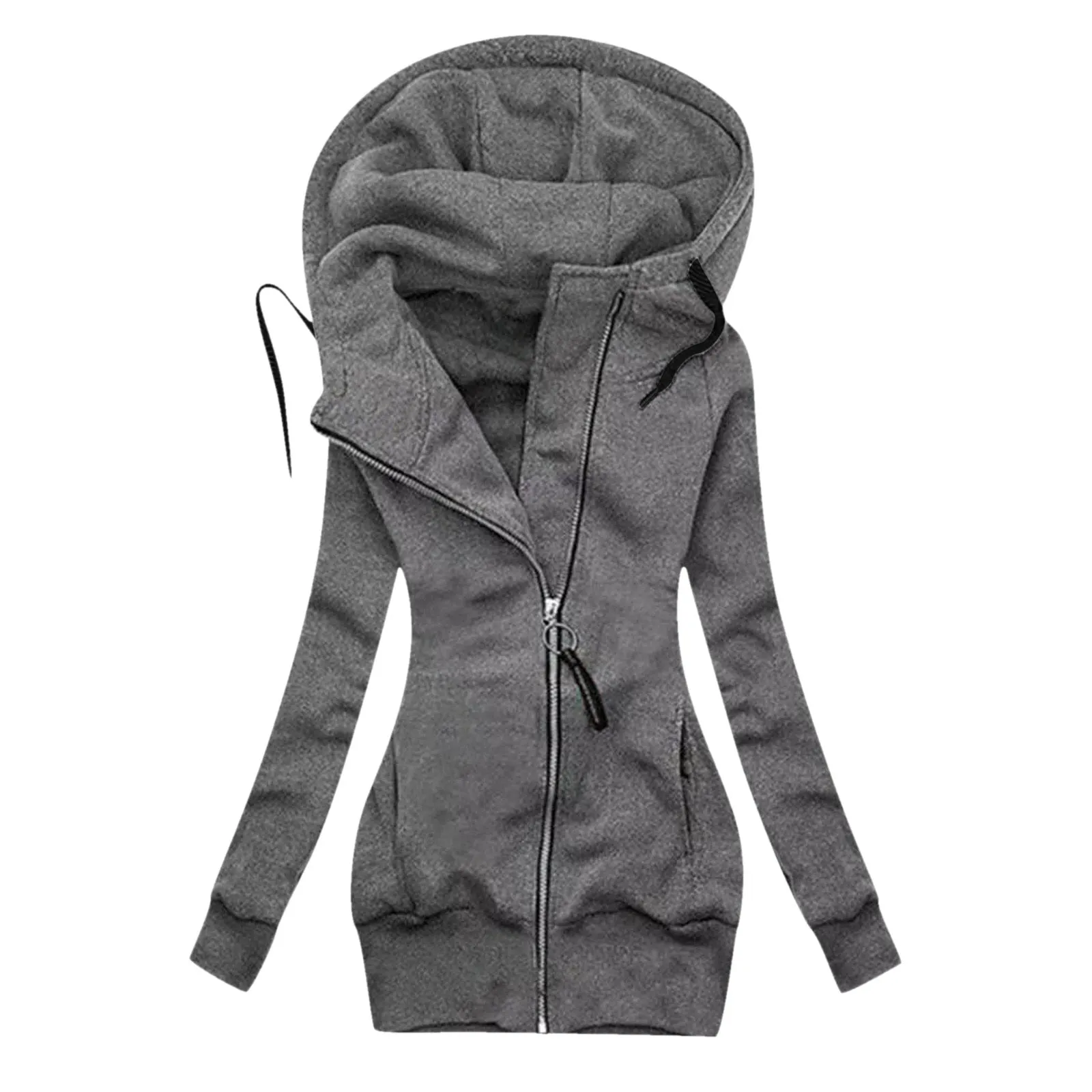Long Zipper Hooded Winter Jacket