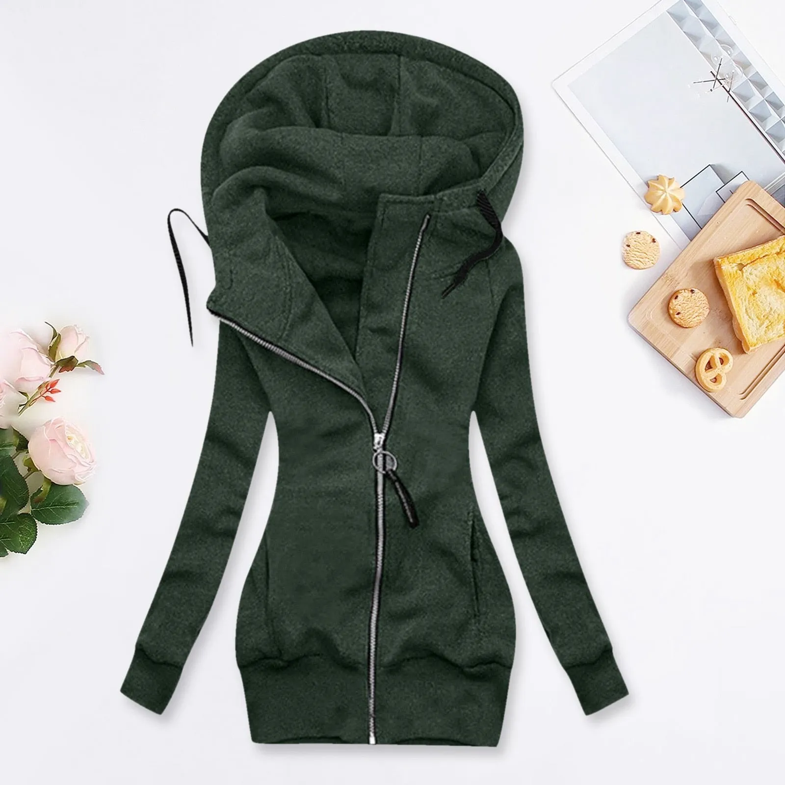 Long Zipper Hooded Winter Jacket