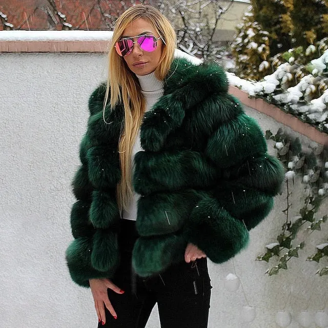Luxury Faux Fur Winter Jacket with Fur Hood