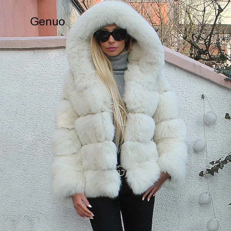 Luxury Faux Fur Winter Jacket with Fur Hood