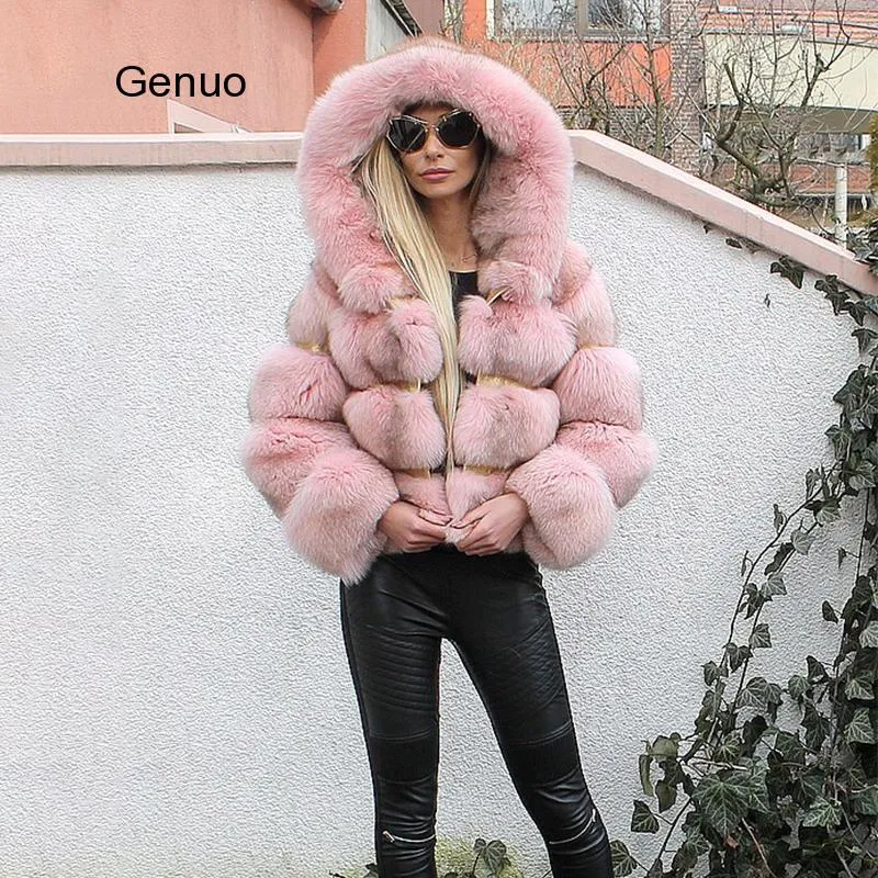 Luxury Faux Fur Winter Jacket with Fur Hood