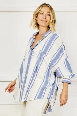 Medina Stripe Oversized Shirt - Denim & Ivory