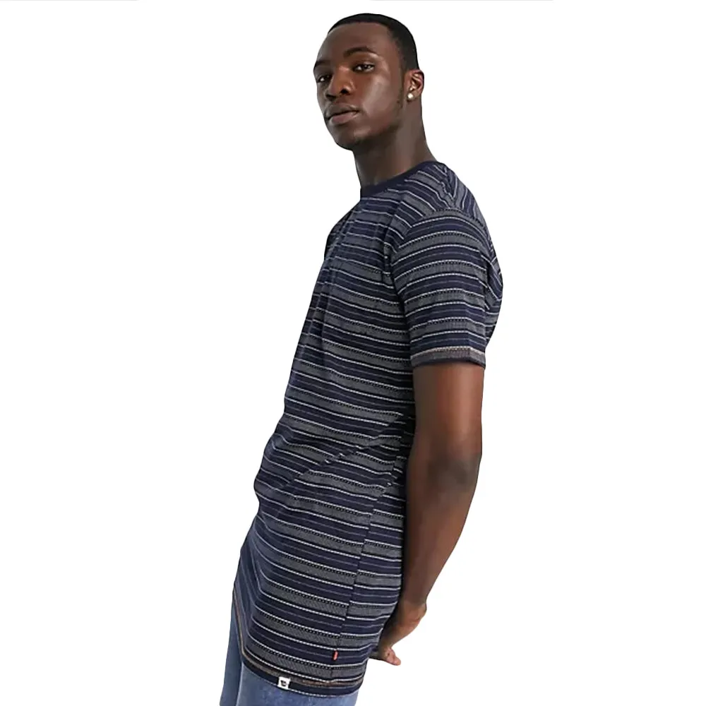 Men's chest pocket Striped T-Shirt,Navy