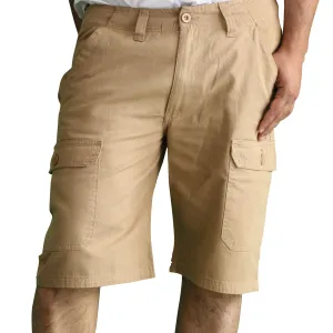 Men's Knee Touching Classic Cargo Short Pants (Khaki)