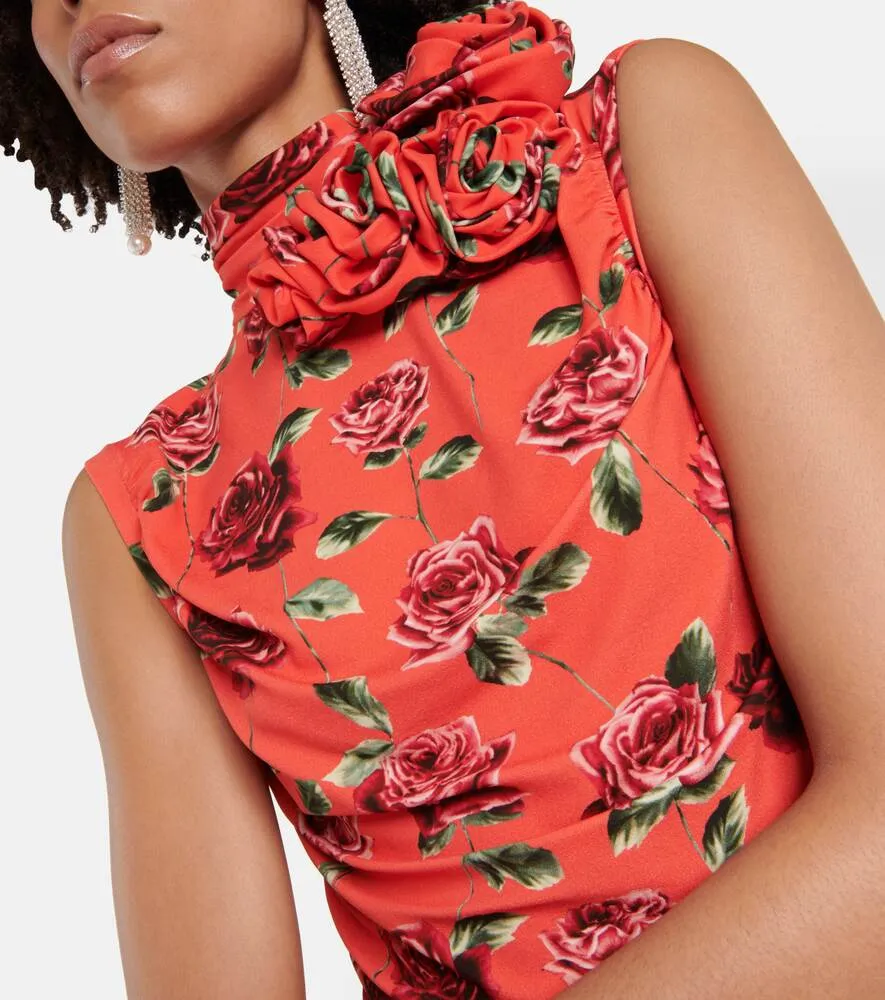 Midi dress with floral applique and print MAGDA BUTRYM, red