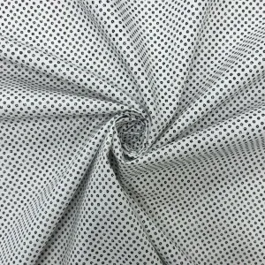 Mini Dotted Flowers on White Cotton Shirting Fabric