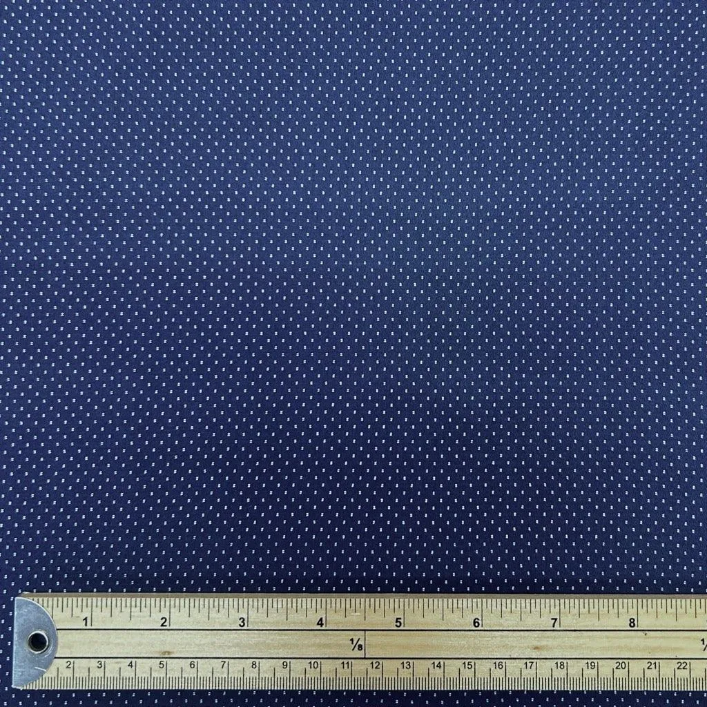 Mini White Dots on Navy Cotton Shirting Fabric