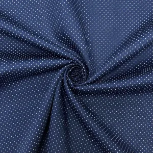 Mini White Dots on Navy Cotton Shirting Fabric