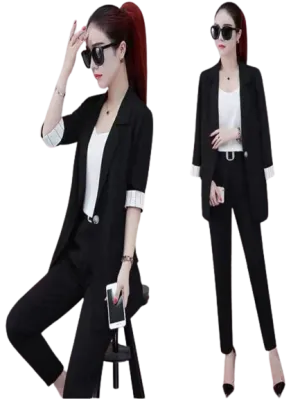 Modern Elegance Women Three-Piece Fashion office Suit Set - Professional Wear with a Touch of Korean Sophistication