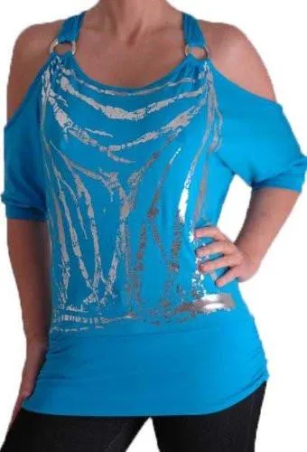 Mona Off The Shoulder Cut Out Graphic Tops