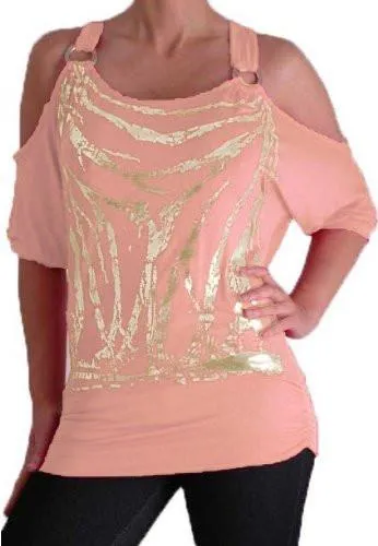 Mona Off The Shoulder Cut Out Graphic Tops