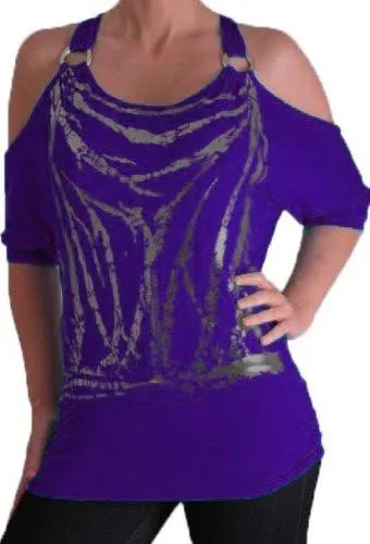 Mona Off The Shoulder Cut Out Graphic Tops