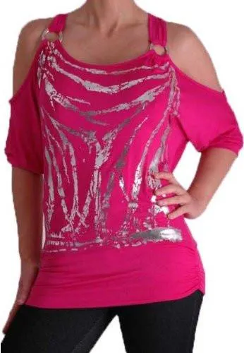 Mona Off The Shoulder Cut Out Graphic Tops