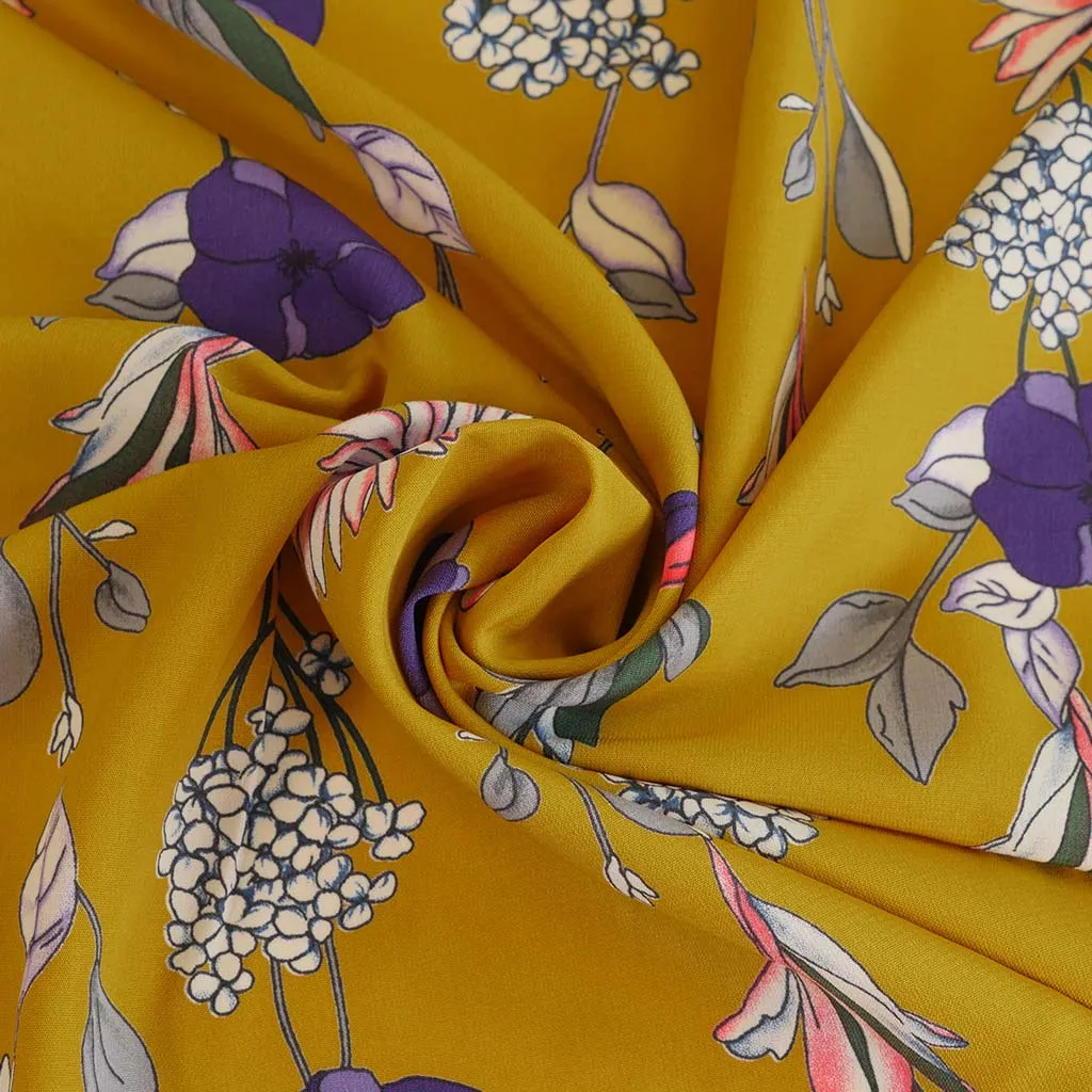 Monroe - Amber Yellow, Garland Woven Crepe Fabric