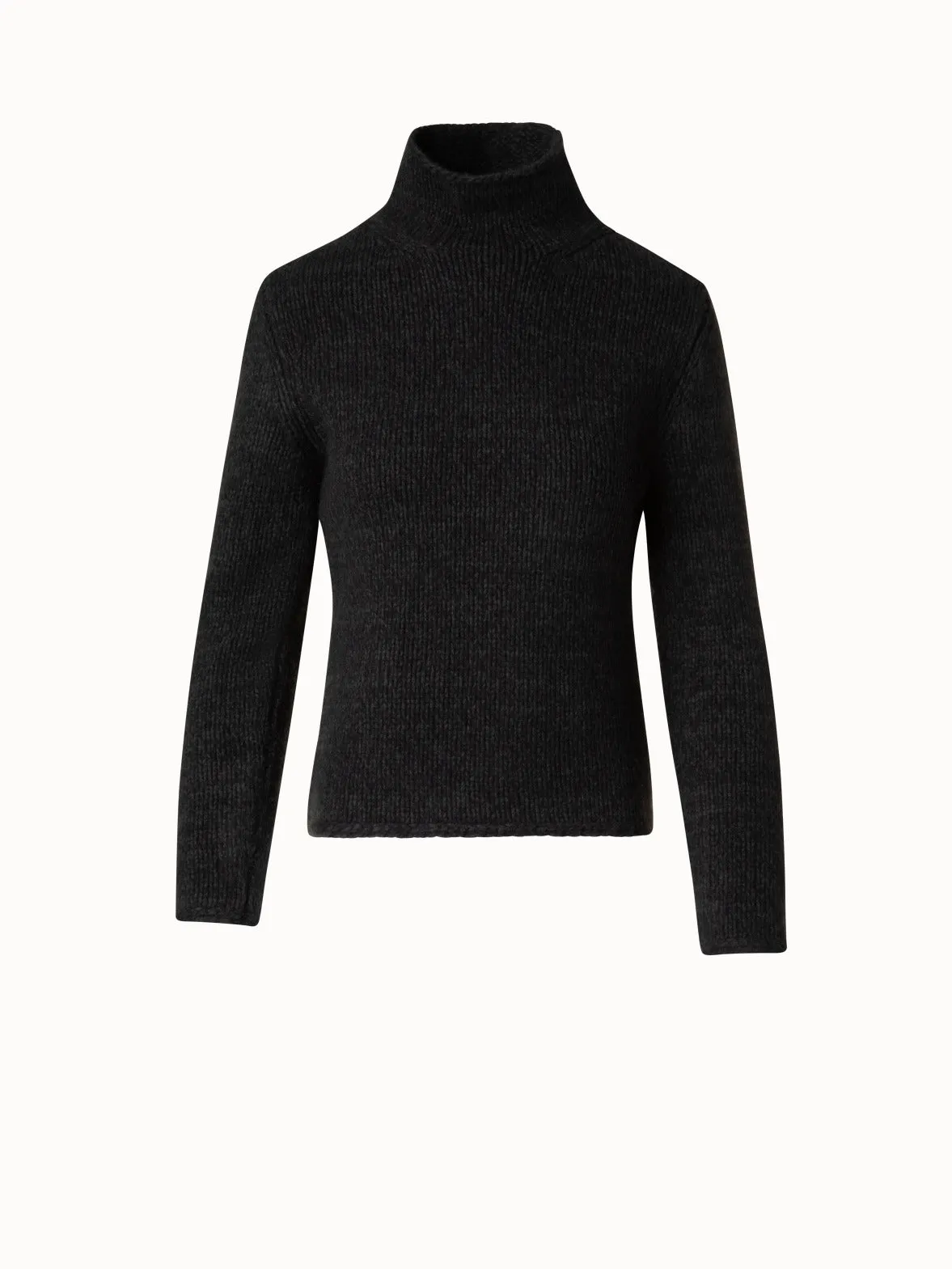 Mouliné Cashmere Wool Mock Neck Sweater