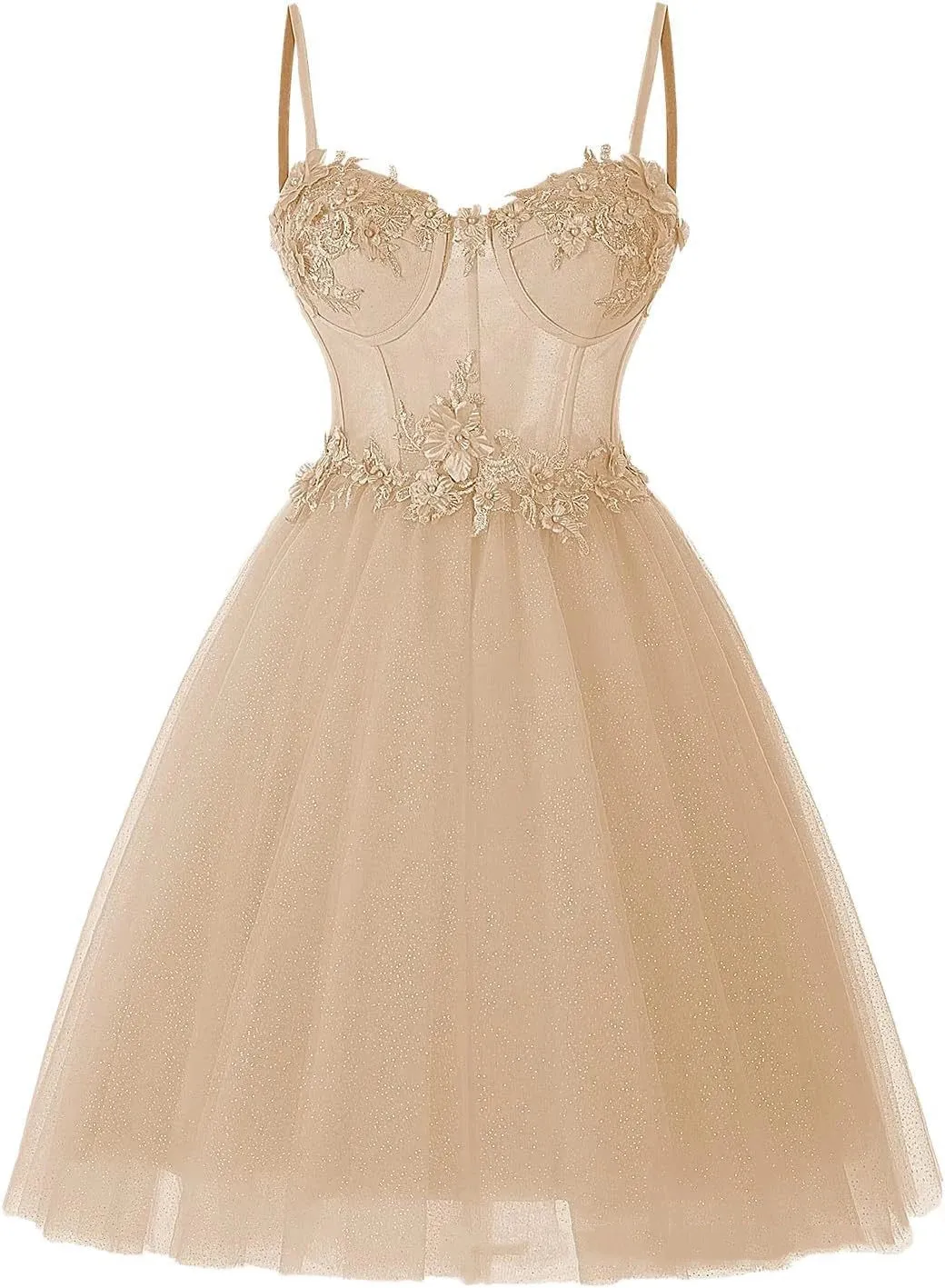 MQTIME  -  Above Mini Short Skirt Spaghetti Straps Homecoming Evening Dresses Appliques Prom Party Gowns Formal Occasion