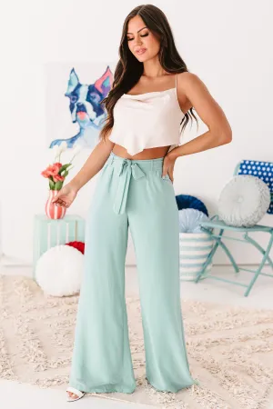 My Inspiration High Waisted Wide Leg Pants (Dusty Blue)