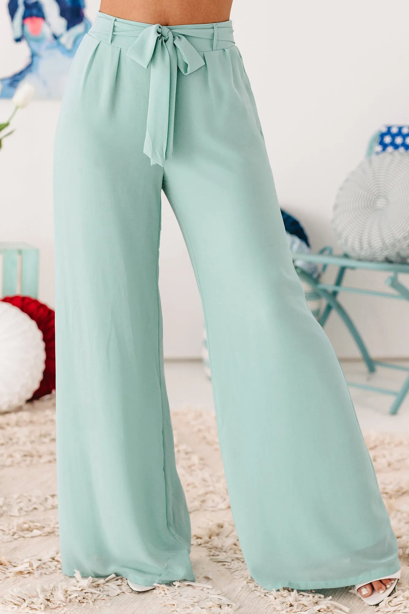 My Inspiration High Waisted Wide Leg Pants (Dusty Blue)