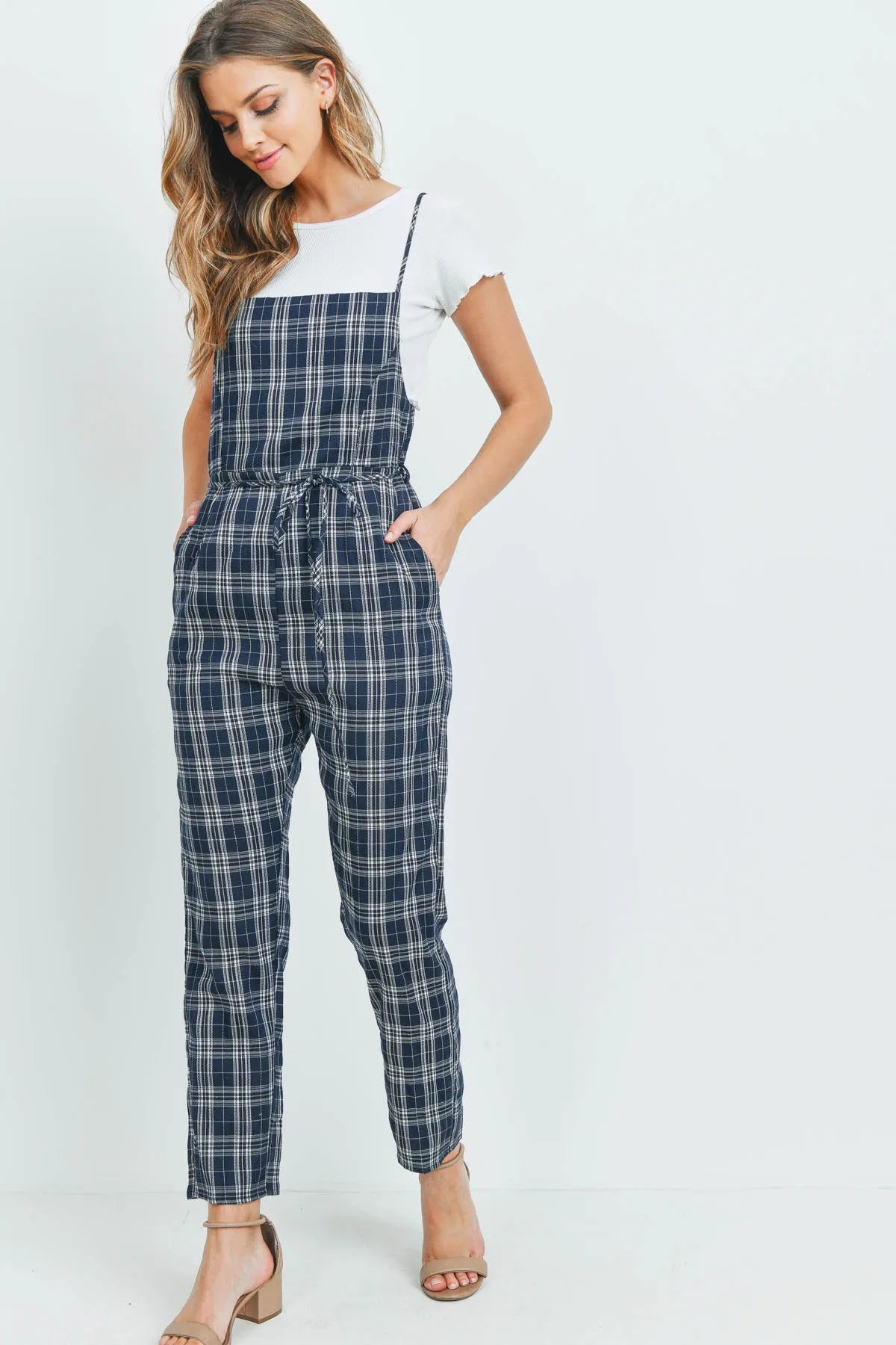 NAVY CHECKERED JUMPSUIT 3-2-1