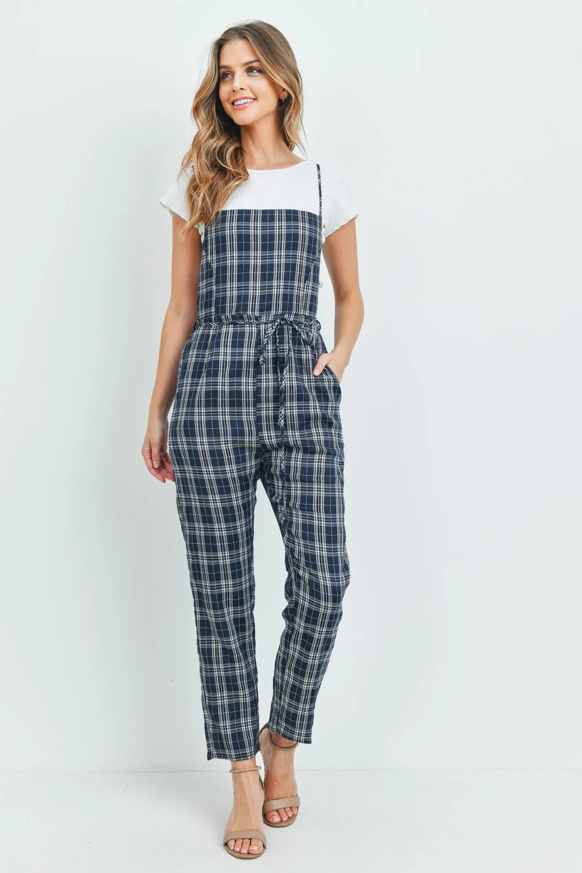 NAVY CHECKERED JUMPSUIT 3-2-1