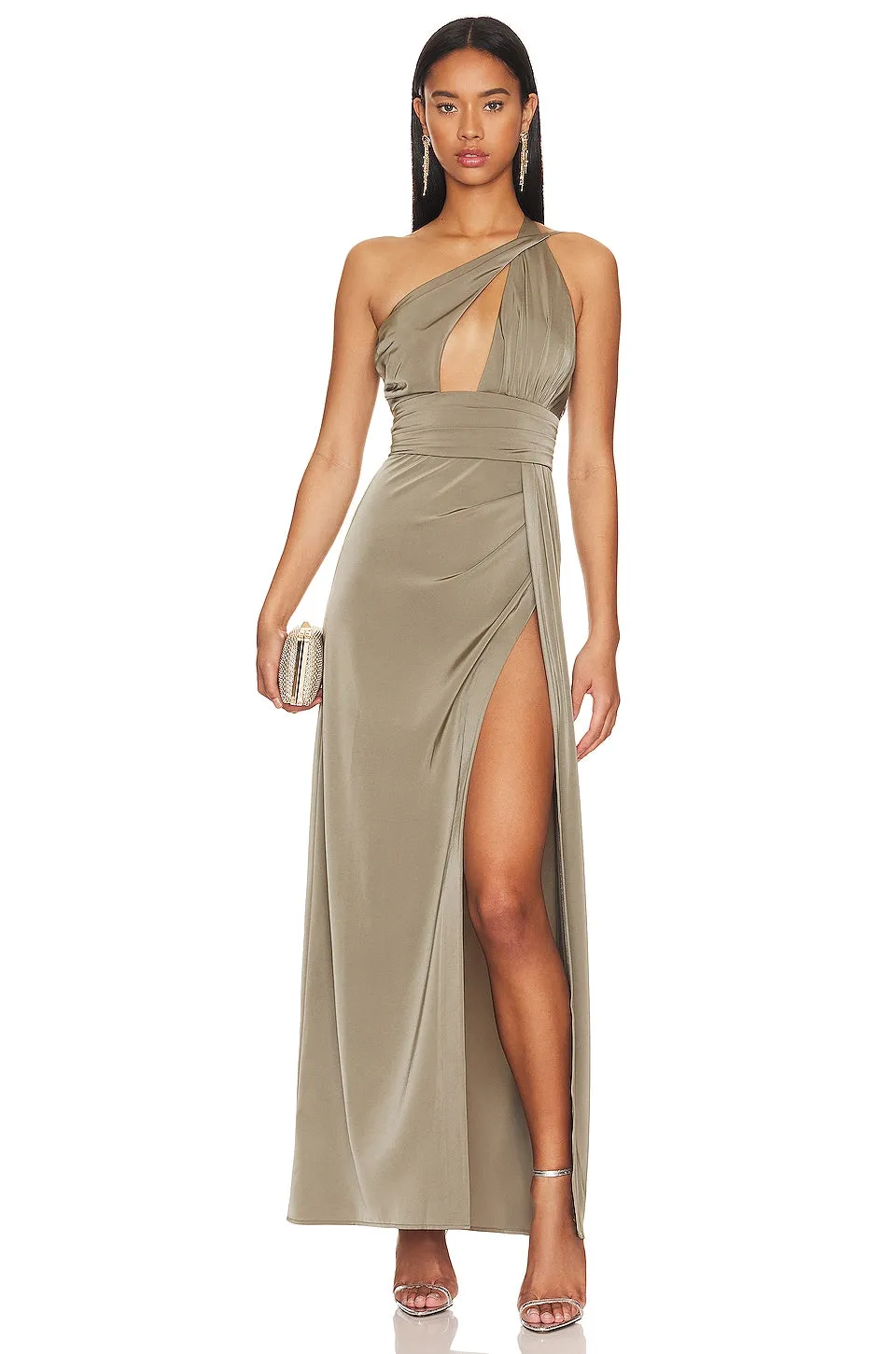 NBD Houdah Gown Dress, Olive Green