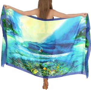 Ocean Harmony Sheer Sea View and Fishes Beach Wrap For Women