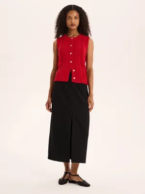 Olive Denim Skirt in Black