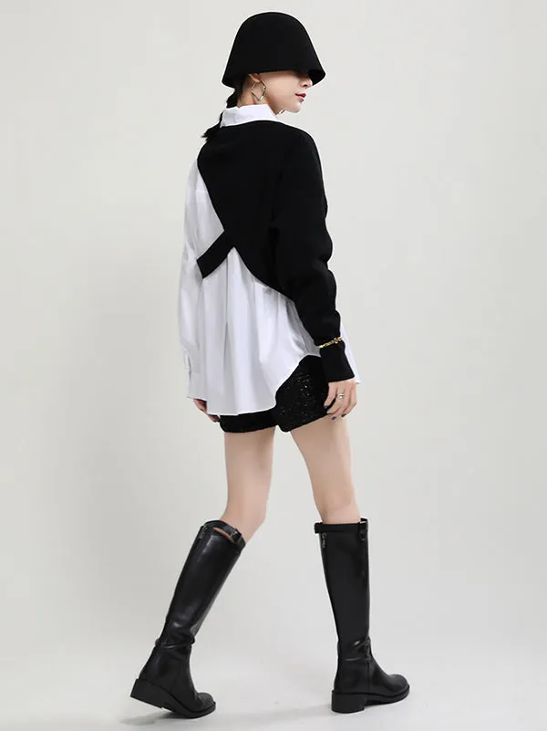 Original Two Pieces Irregularity Vest  Blouse Tops