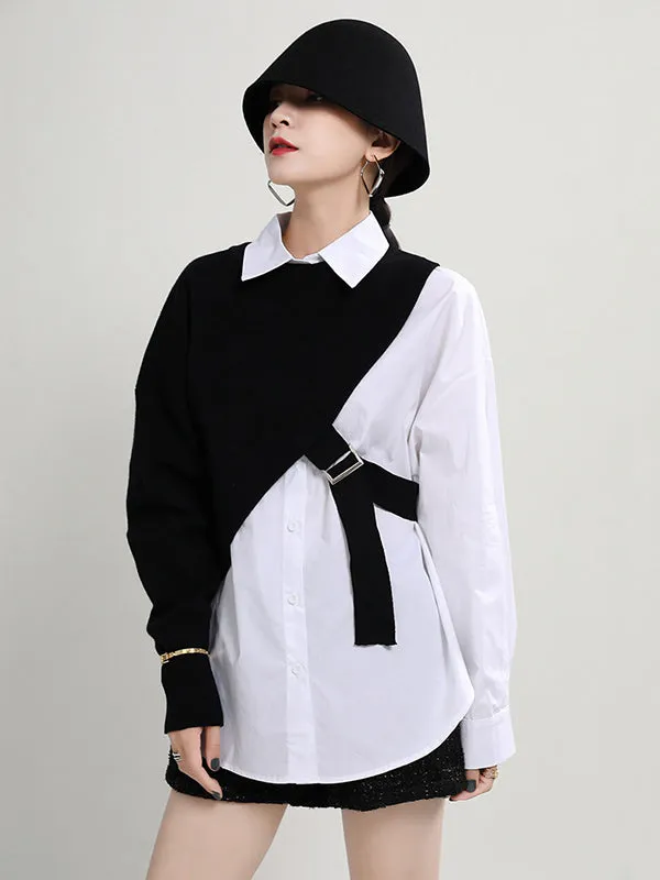 Original Two Pieces Irregularity Vest  Blouse Tops