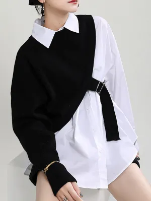 Original Two Pieces Irregularity Vest  Blouse Tops