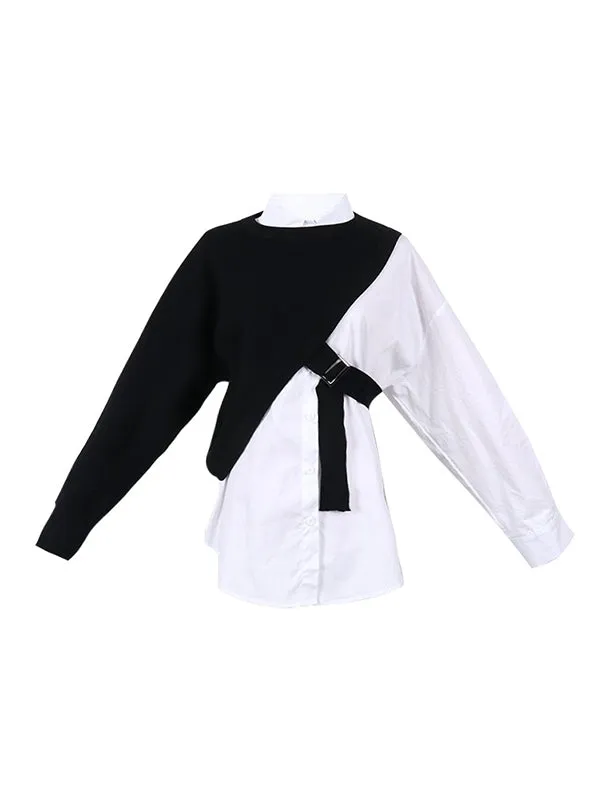 Original Two Pieces Irregularity Vest  Blouse Tops