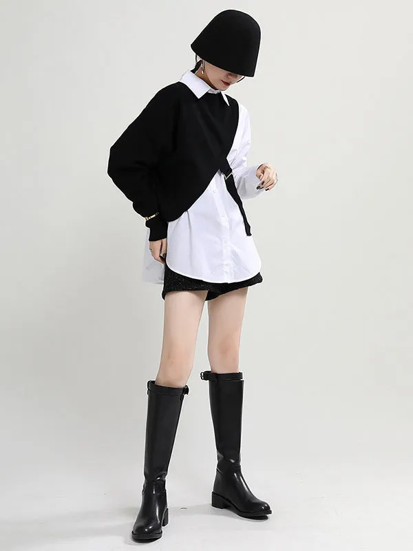 Original Two Pieces Irregularity Vest  Blouse Tops