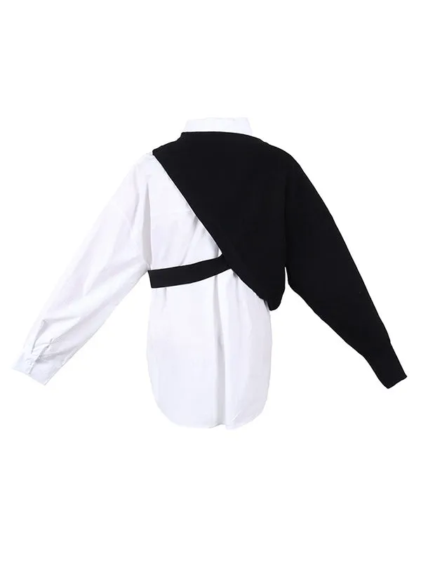 Original Two Pieces Irregularity Vest  Blouse Tops