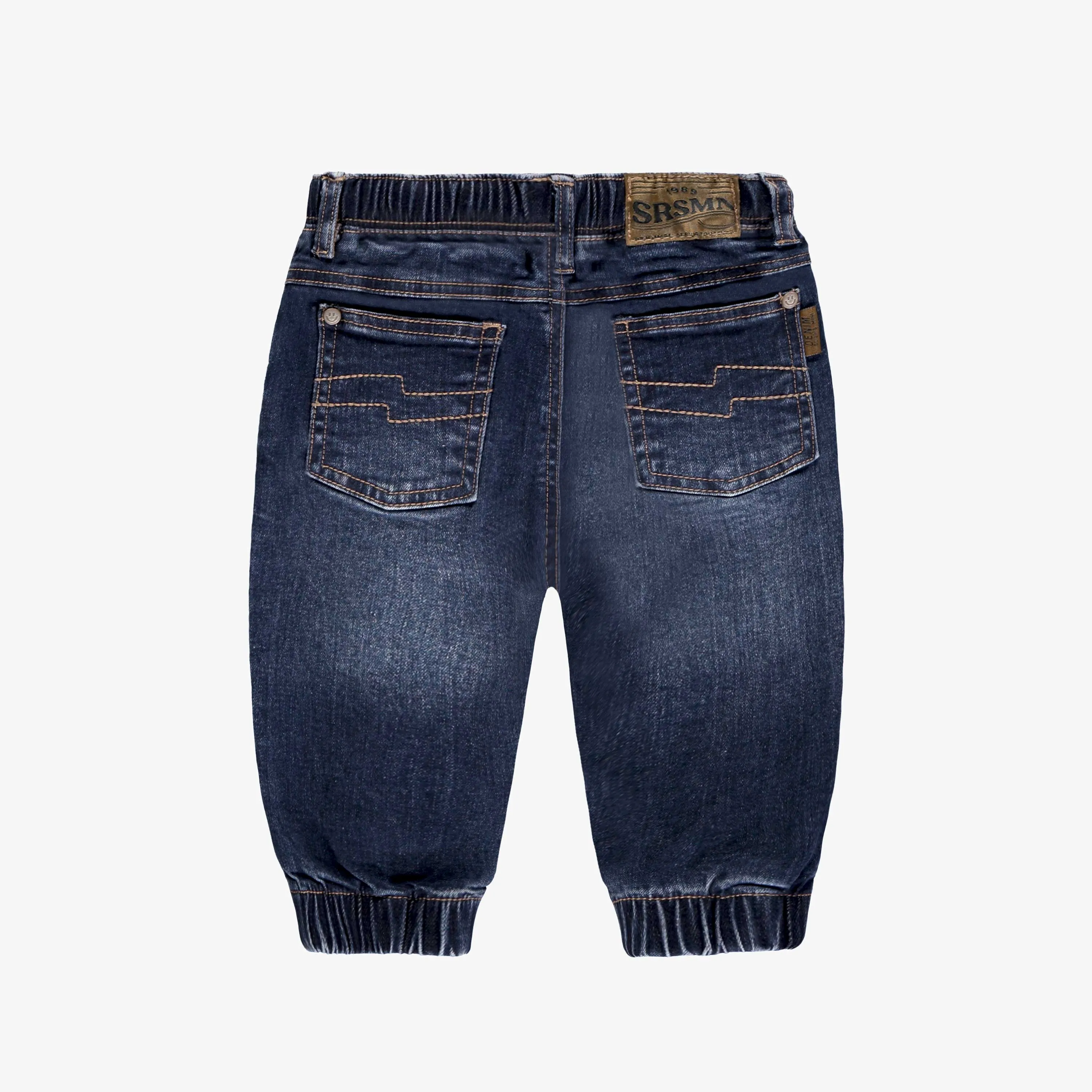 Pantalon coupe décontractée en denim léger, bleu foncé, bébé || Relaxed-fit pants in lightweight denim, dark blue, baby